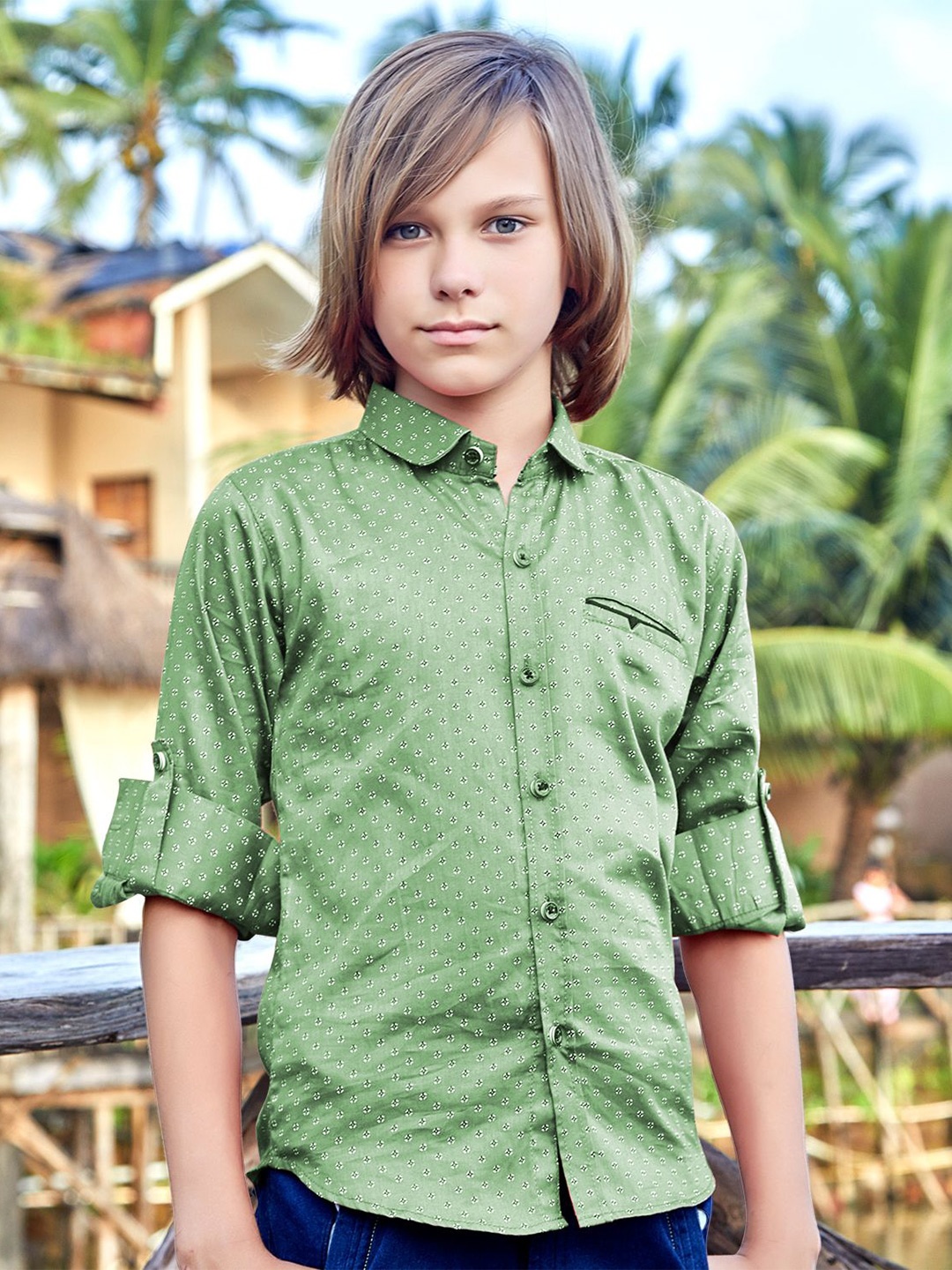 

MashUp Boys Classic Opaque Casual Shirt, Green