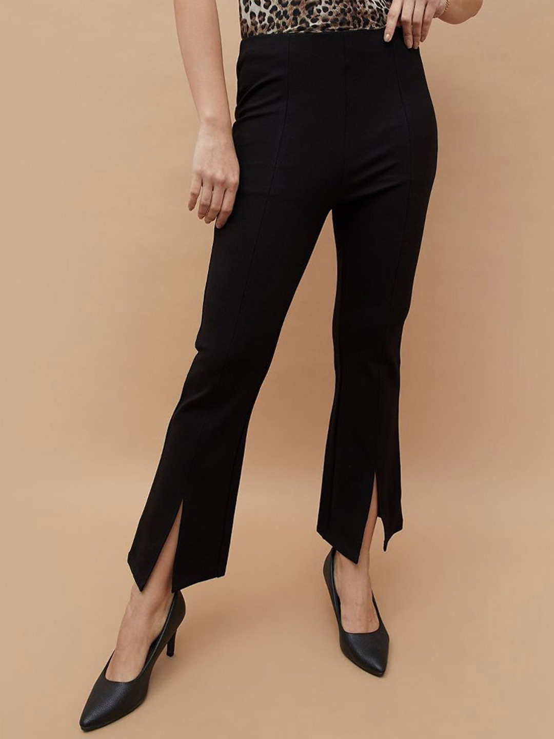 

CODE by Lifestyle Women Mid-Rise Regular Fit Trousers, Black