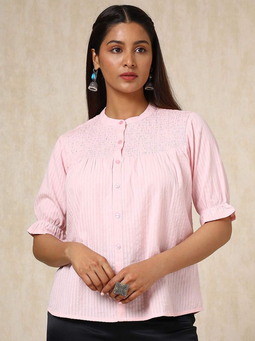 

Soch Mandarin Collar Striped Tunic, Pink