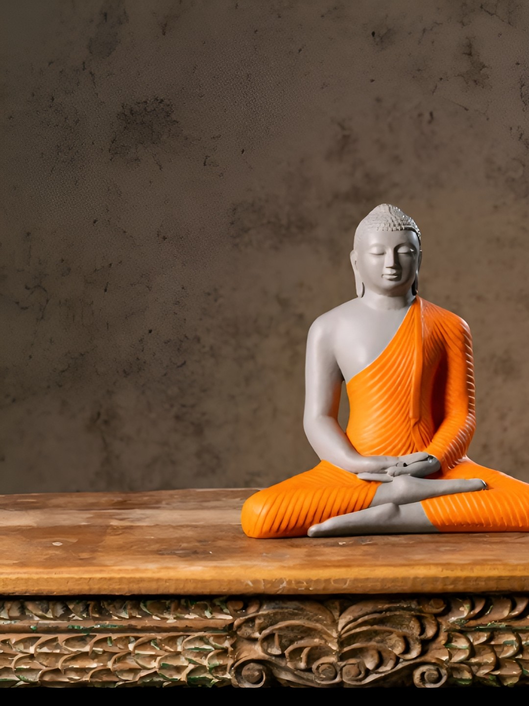 

Vrinban International Orange Buddha Figurine Showpiece
