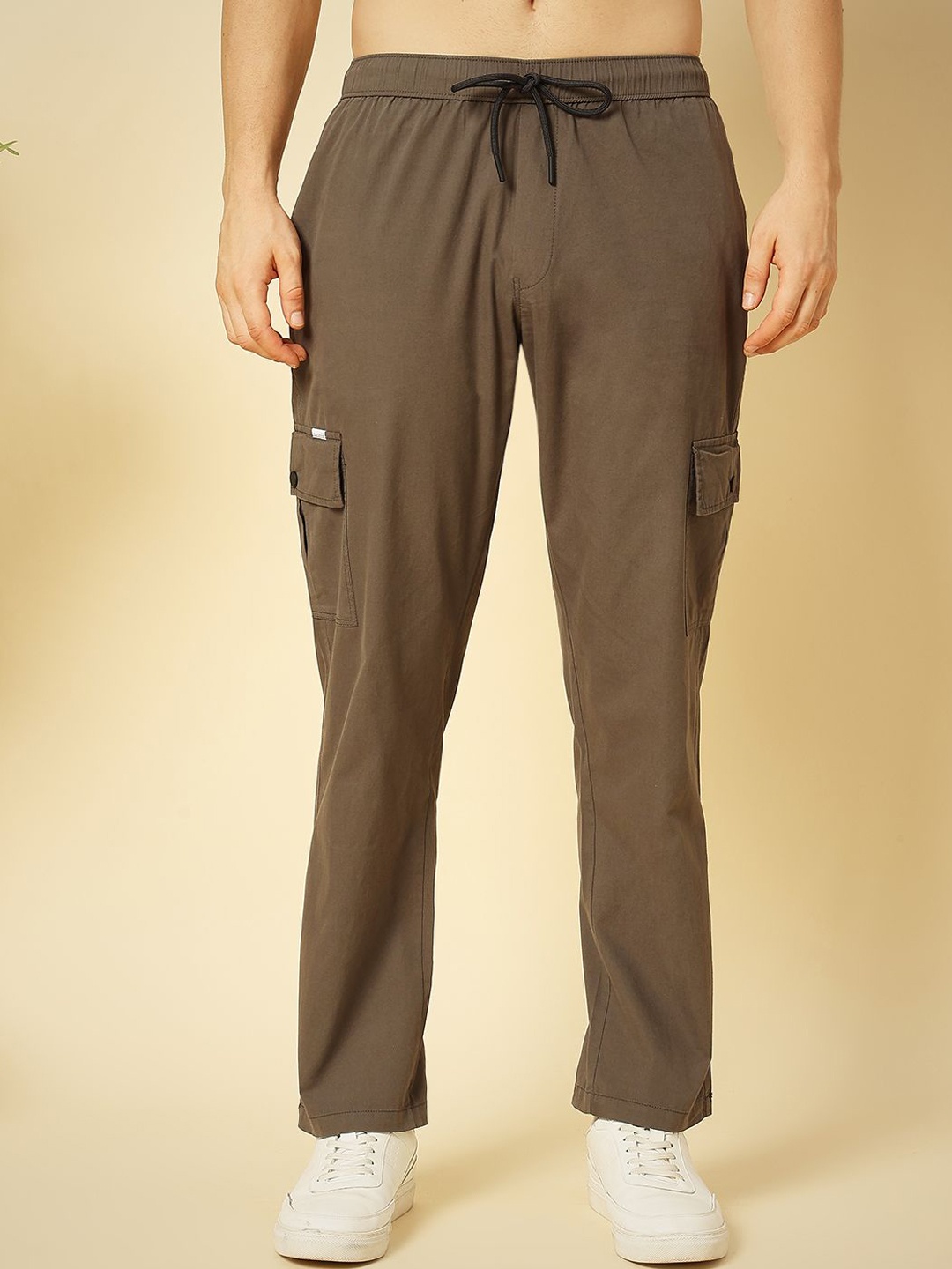 

ENSPYR Men Cotton Regular Fit Mid-Rise Cargo, Grey melange