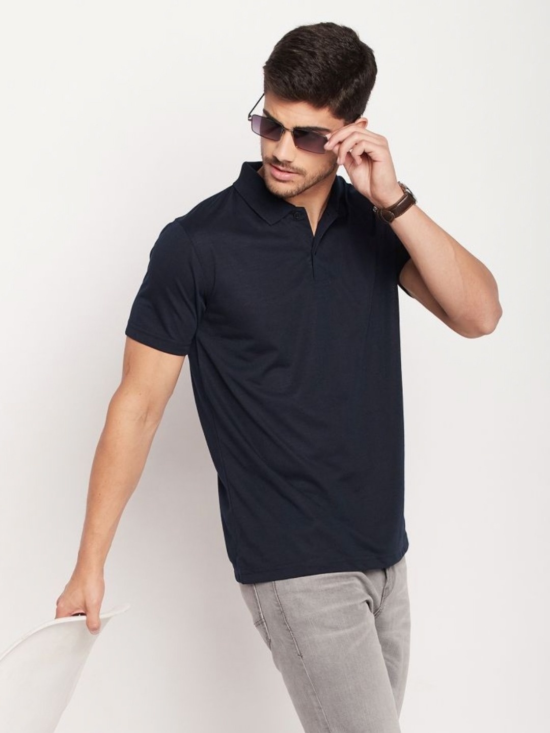 

UBX Men Polo Collar T-shirt, Navy blue