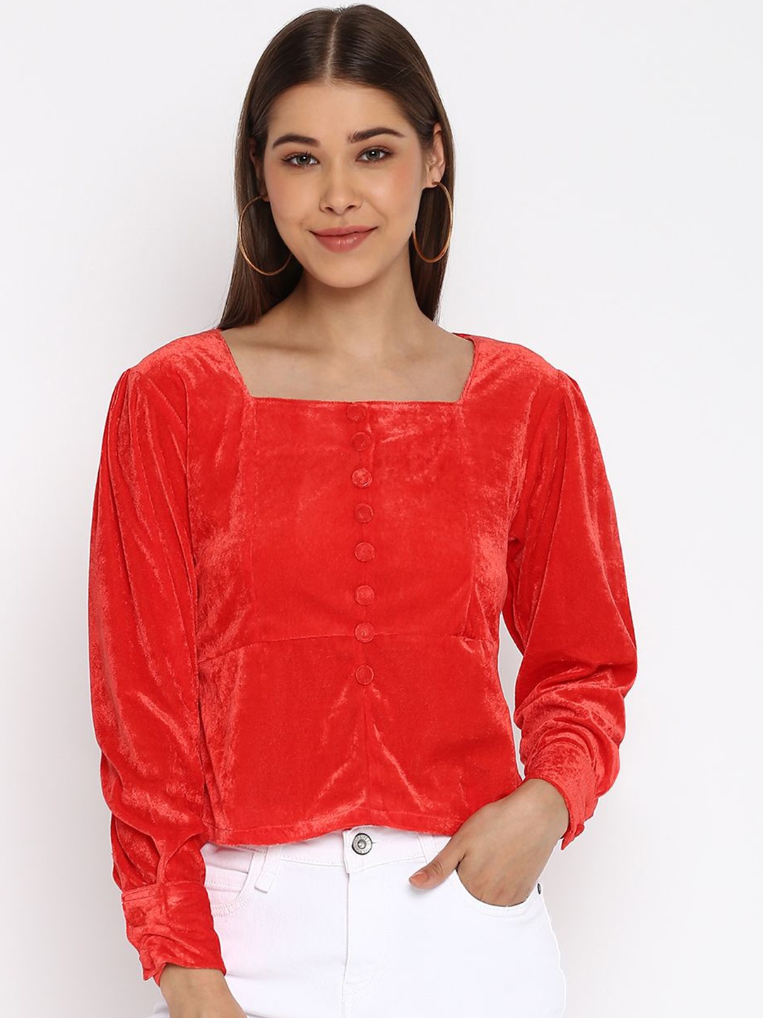 

DressBerry Women Square Neck Crop Top, Red