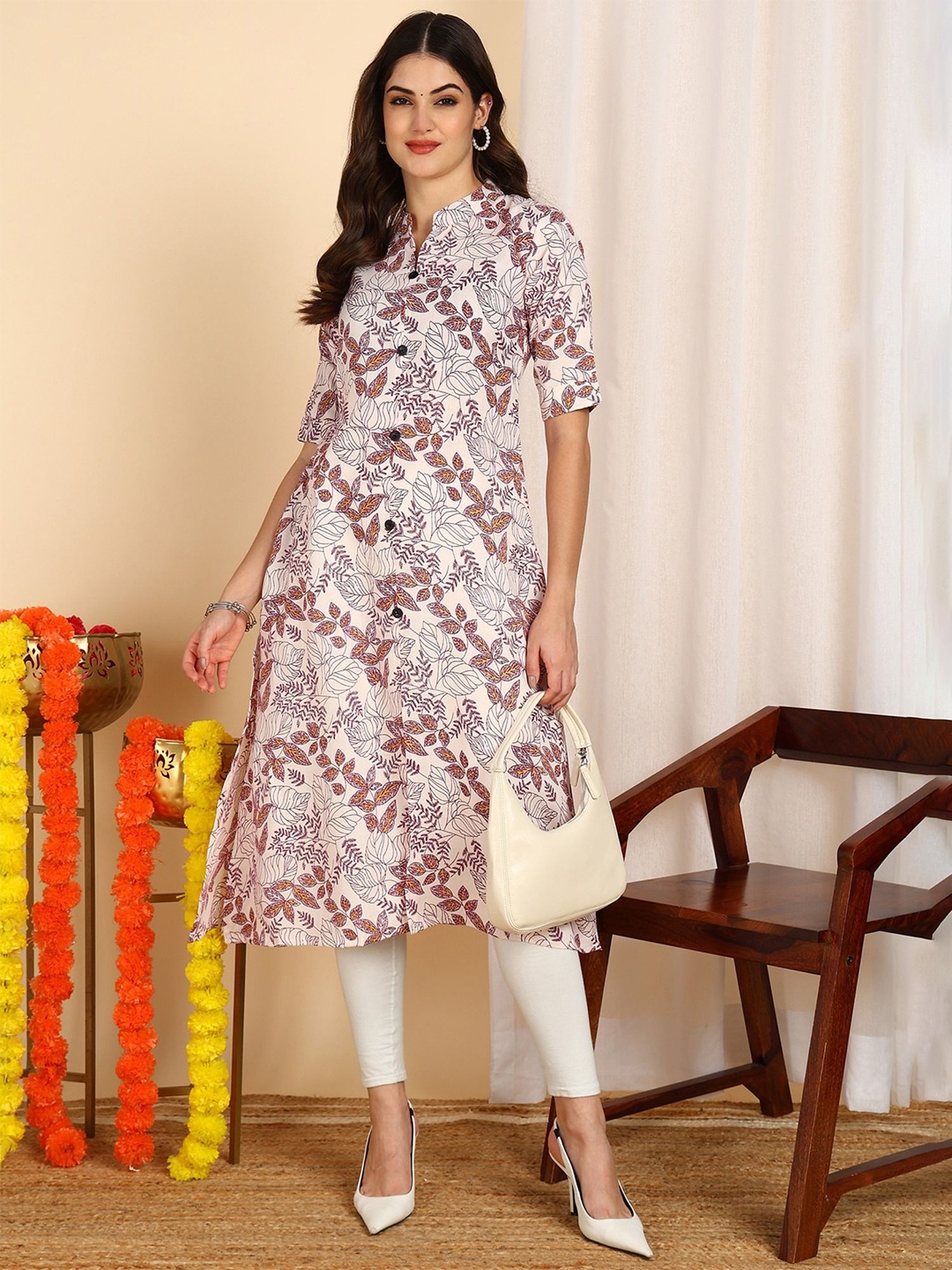 

DSK STUDIO Floral Printed Kurta, Purple