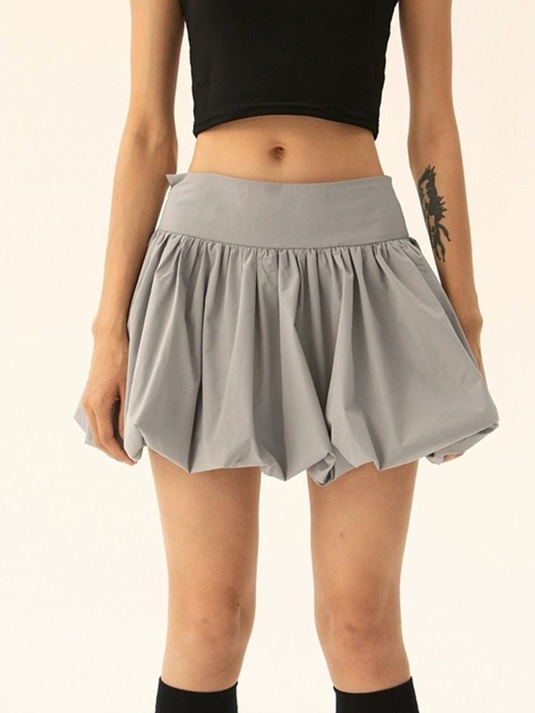 

LULU & SKY Women Balloon Mini Skirt, Grey