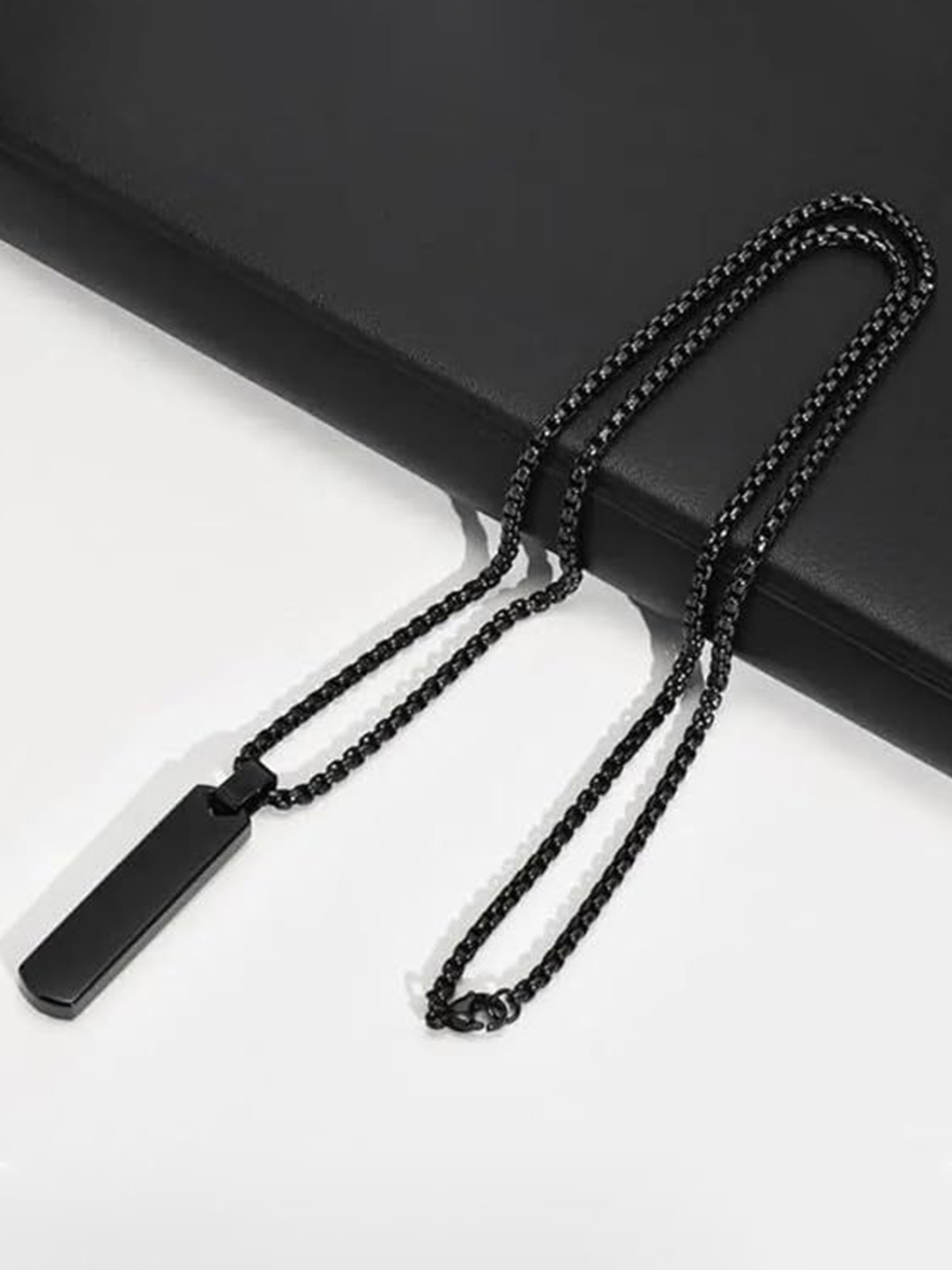 

VIEN Geometric Pendants with Chains, Black