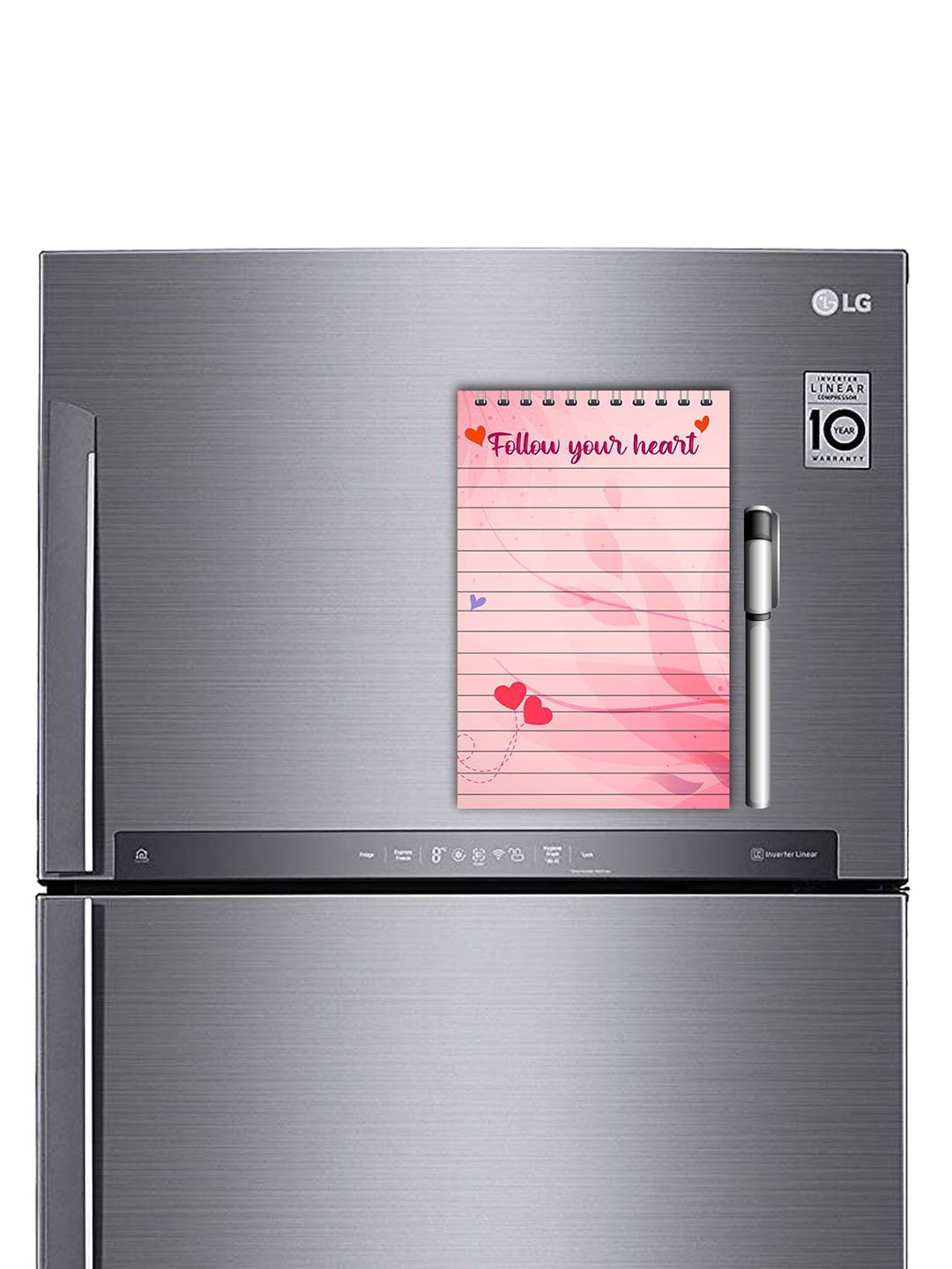 

ARTBUG Pink & Red Printed Decorative Fridge Magnet Notepad With Marker