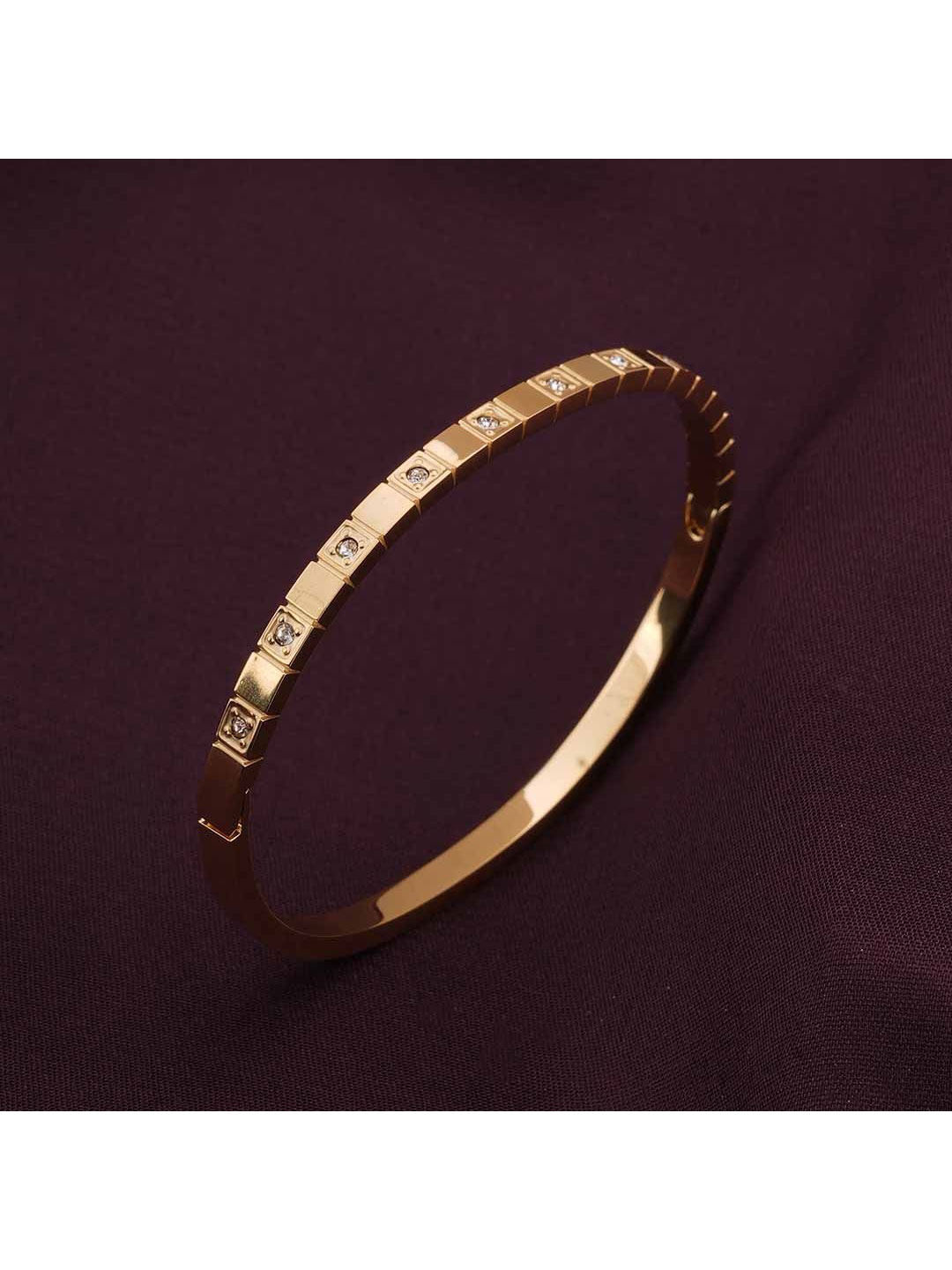 

PALMONAS Women Cubic Zirconia Gold-Plated Bangle-Style Bracelet