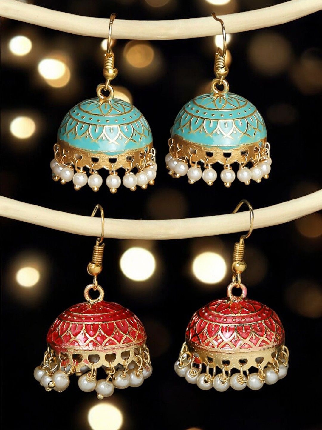 

Anouk Dome Shaped Jhumkas Earrings, Green