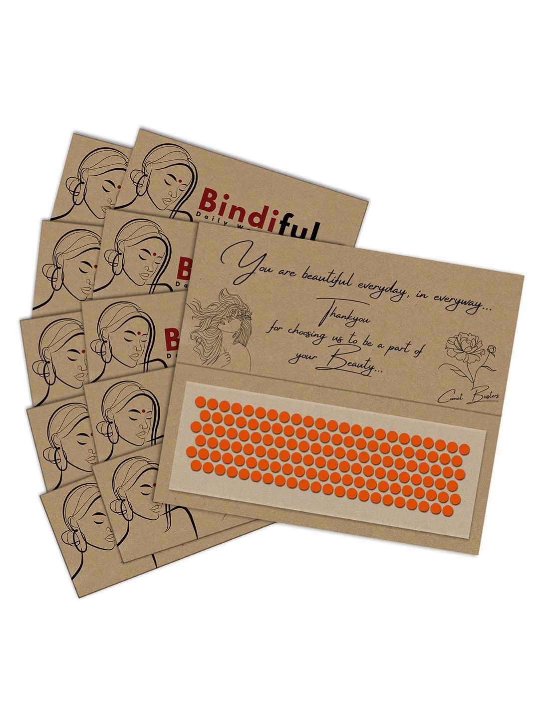 

Comet Busters Bindiful Set Of 10 Traditional Bindi - Orange