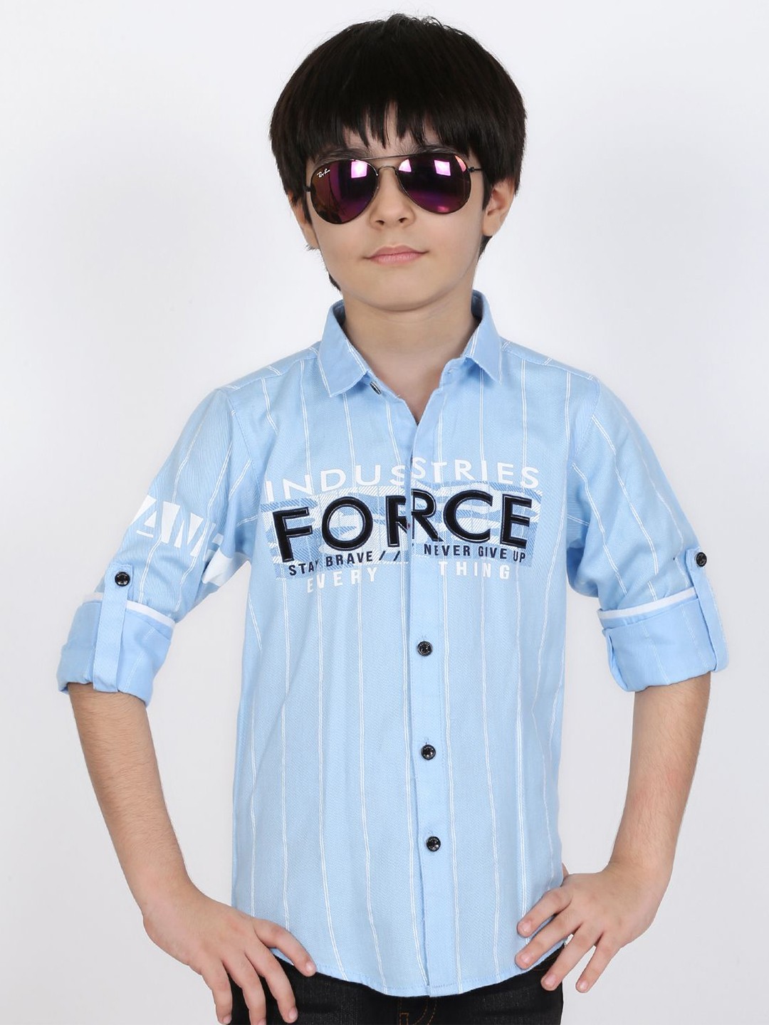 

MashUp Boys Classic Opaque Printed Casual Shirt, Blue