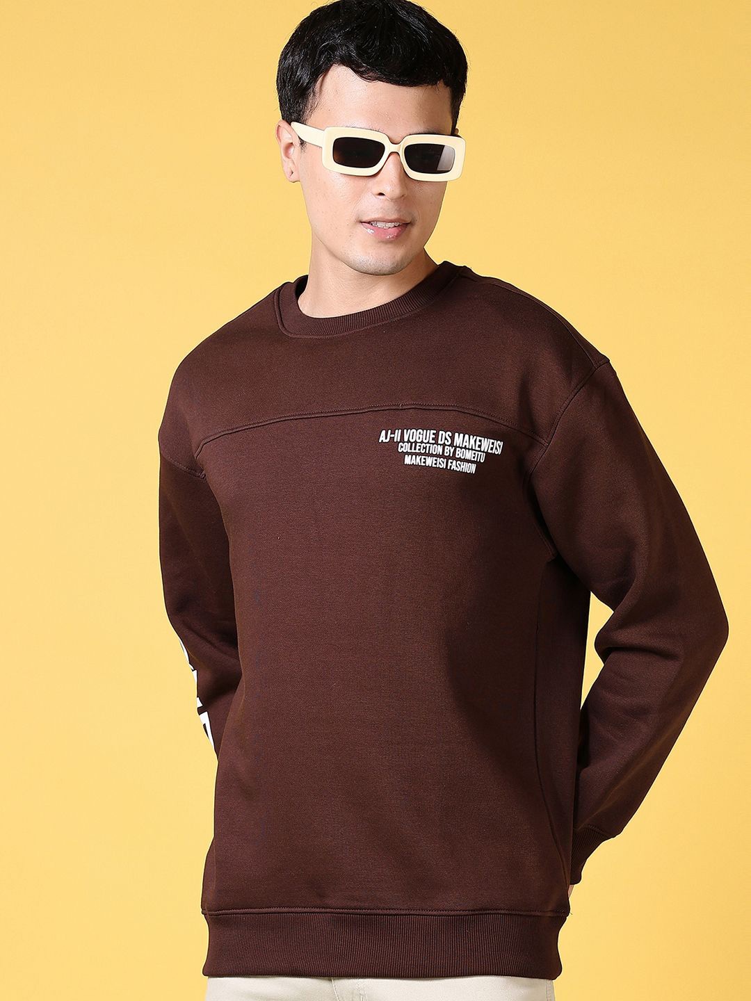

V-Mart Men Printed Sweatshirt, Brown