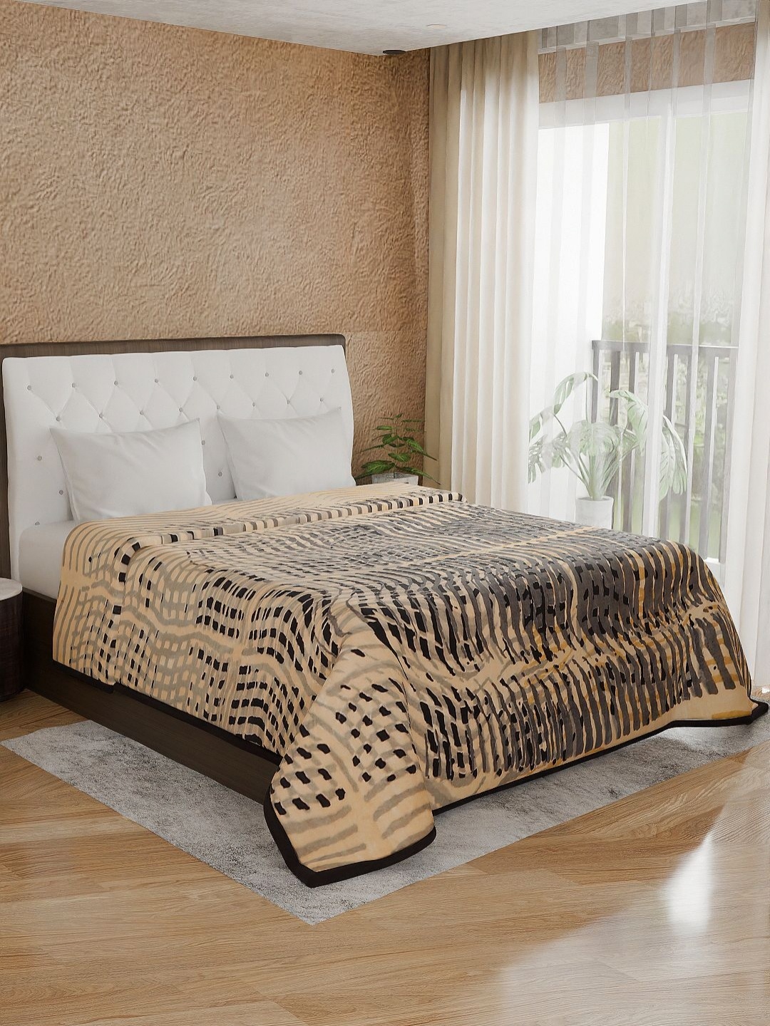 

Nivasam Beige & Black Mink Heavy Winter Double Bed Blanket