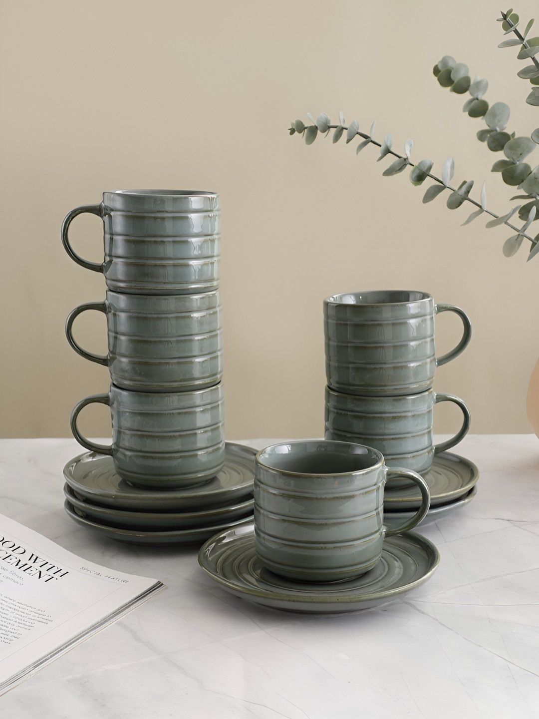 

VarEesha Green 2024 Solid Tea Set of