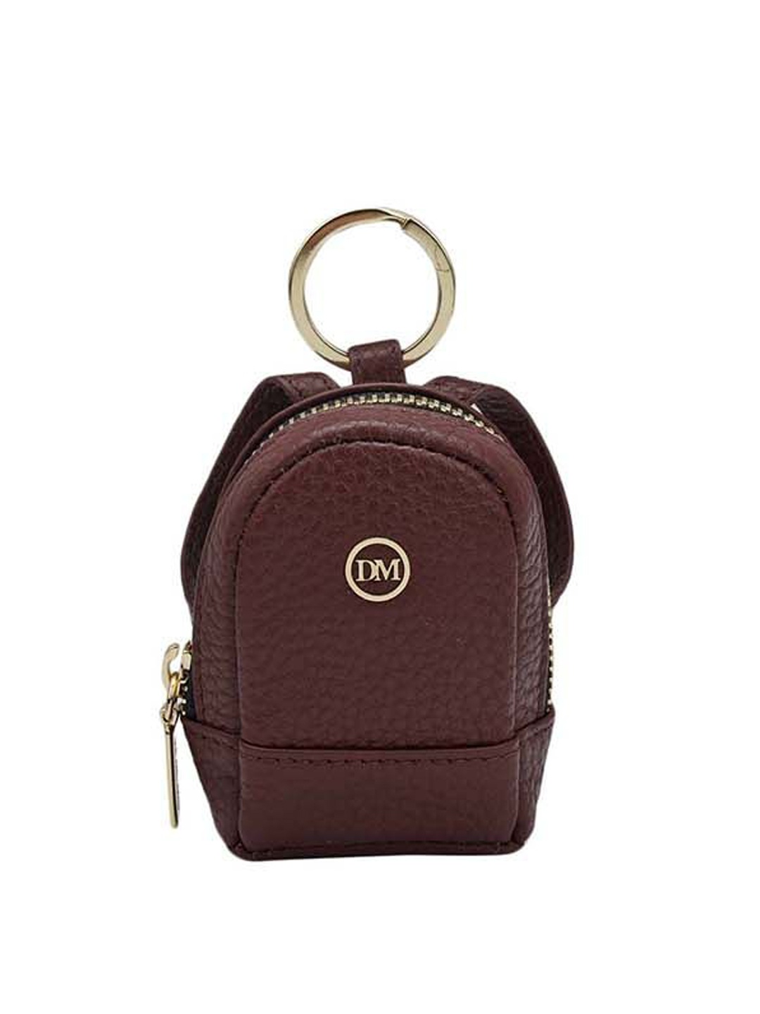 

Da Milano Brown Textured Genuine Leather Key Chain, Burgundy