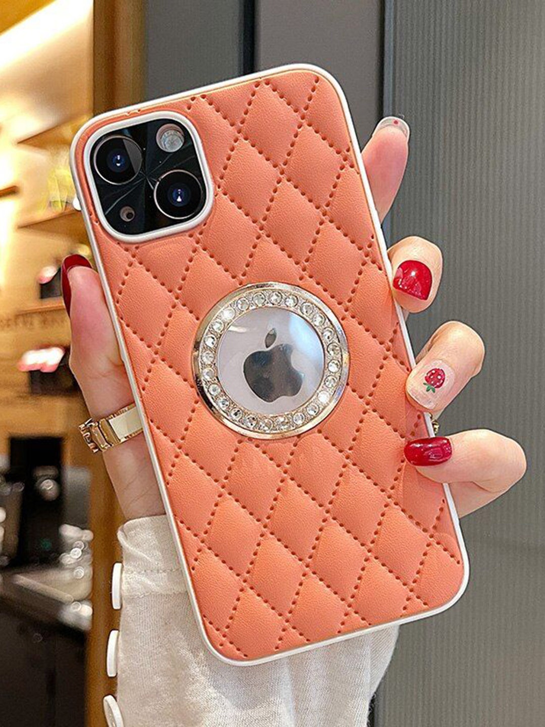

Luxury Kase Geometric Printed iPhone 13 Back Case Mobile Accessories, Orange