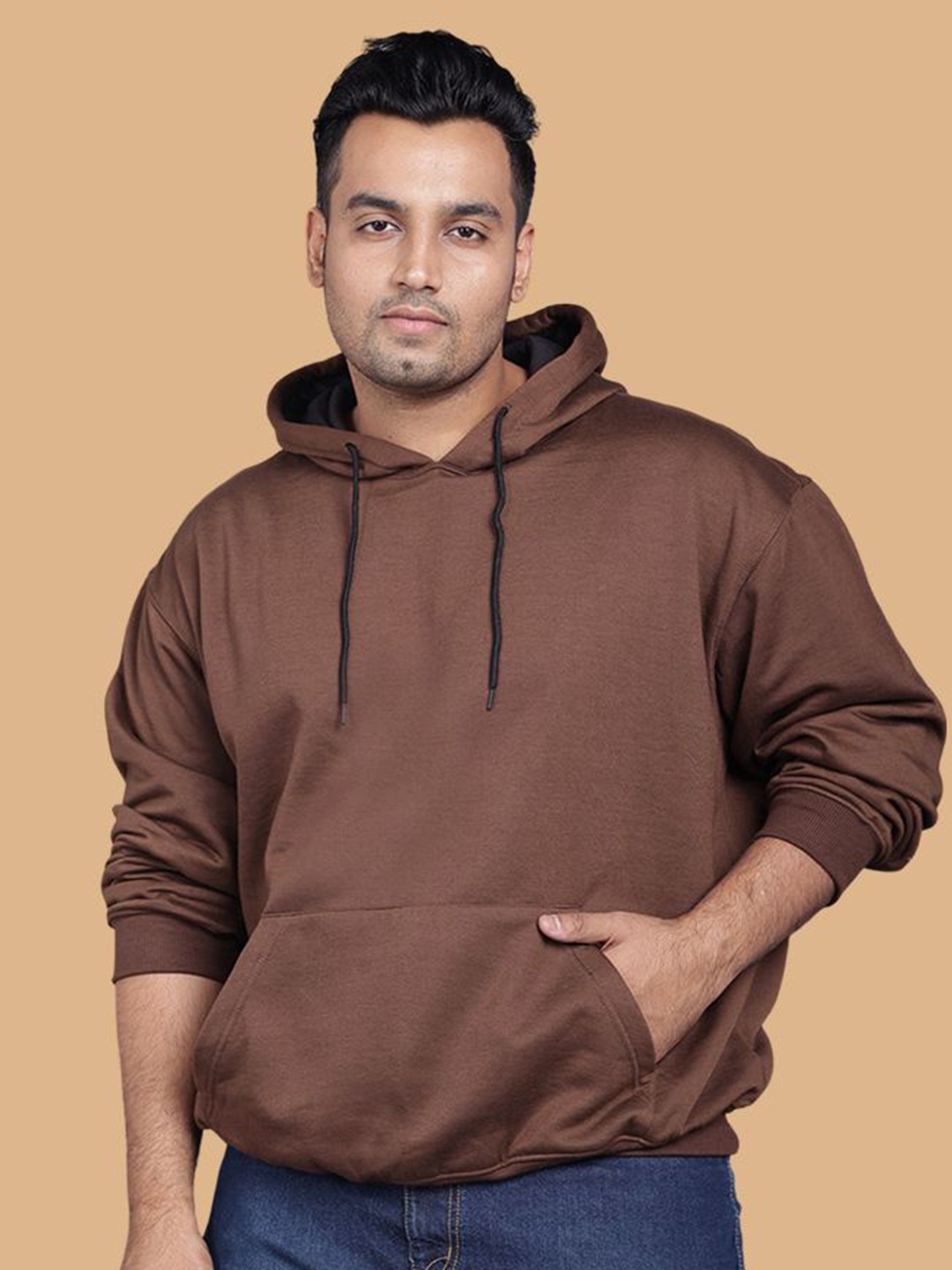 

Wear Your Opinion Men Plus Size Drop Shoulder Hooded Sweatshirt, Coffee brown