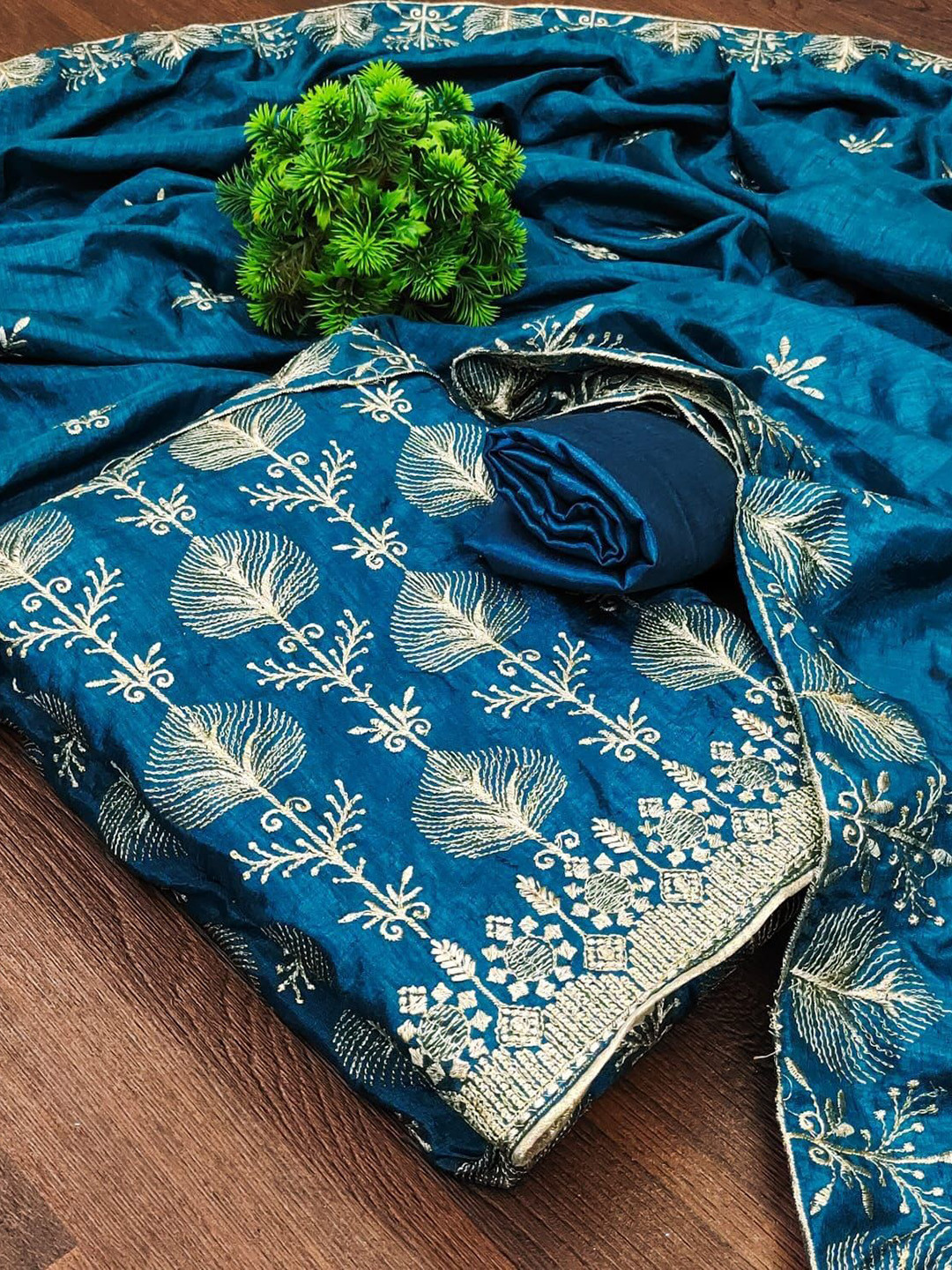 

ZEEPKART Unstitched Dress Material, Blue