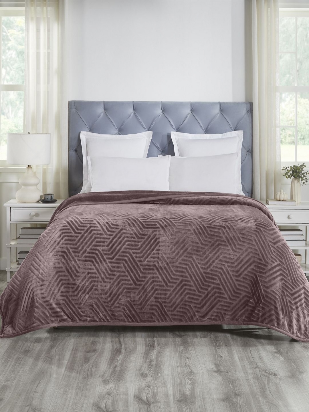 

MYTRIDENT Peach-Coloured Double Bed Blanket