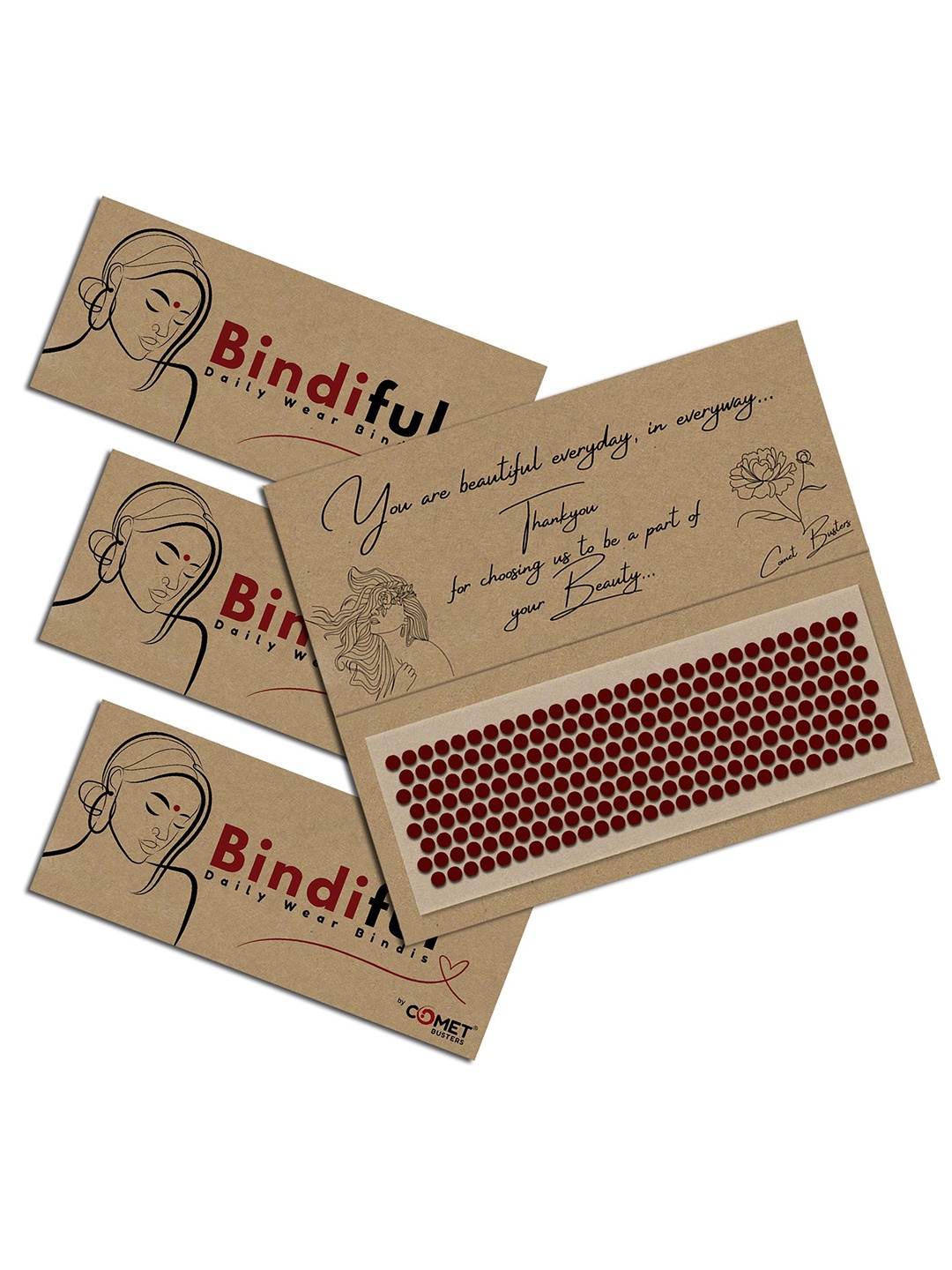 

Comet Busters Set Of 3 Bindiful Beautiful Traditional Designer Bindi - Maroon