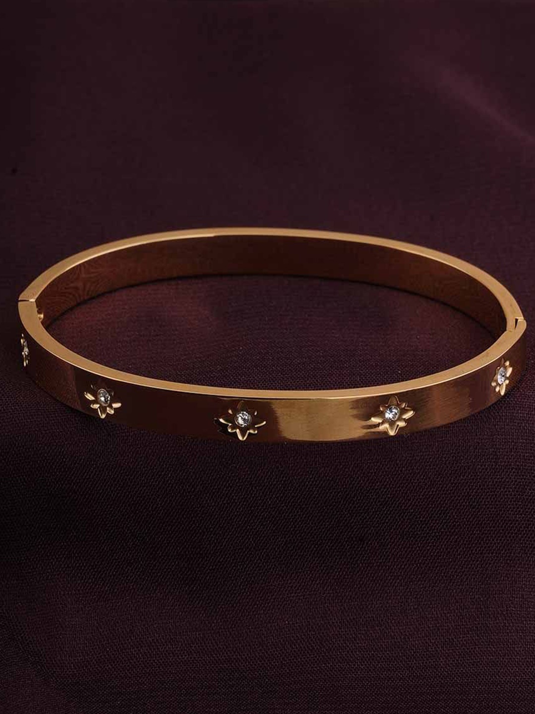 

PALMONAS Women Cubic Zirconia Gold-Plated Bangle-Style Bracelet