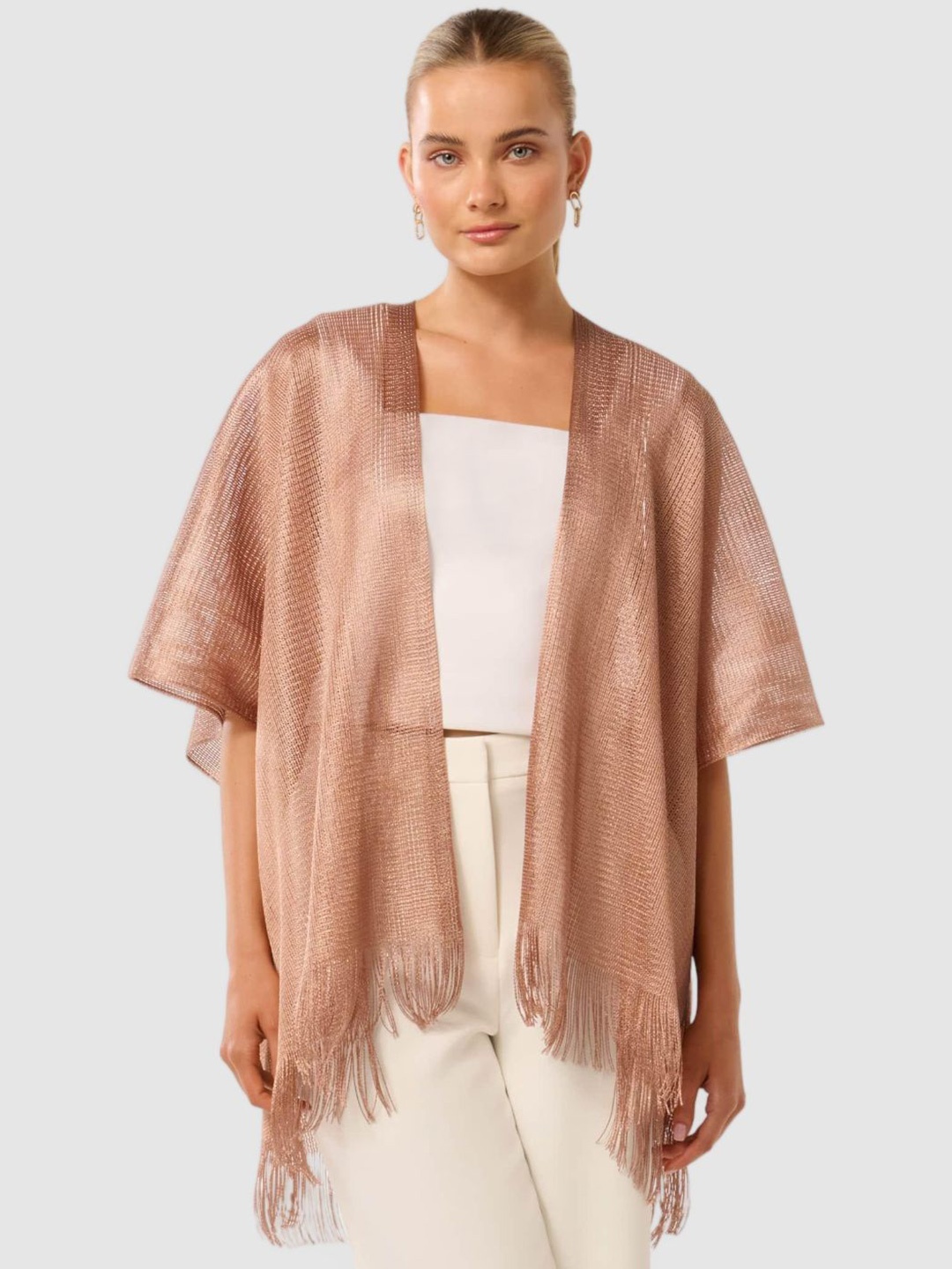 

Forever New Open Front Shrug, Rose gold