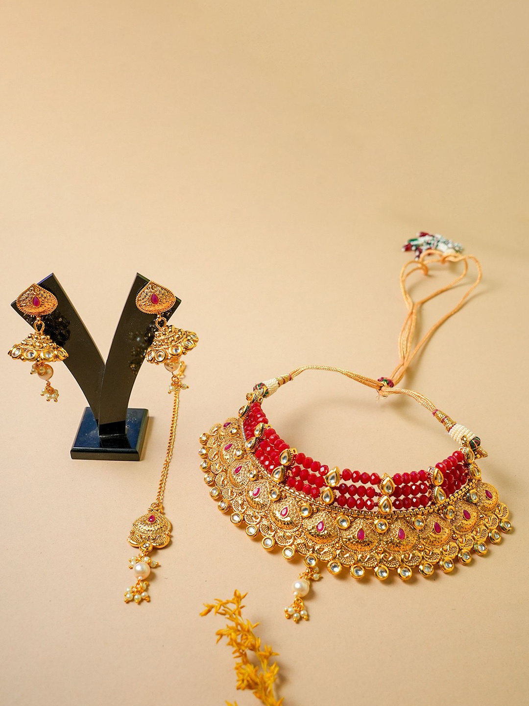 

VIRAASI Gold-Plated Stone-Studded Jewellery Set