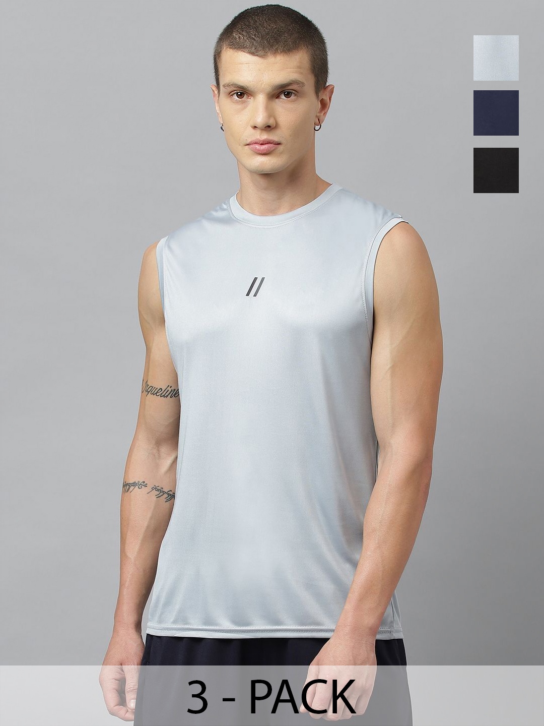 

ATICX Men Brand Logo 3 Slim Fit T-shirt, Navy blue