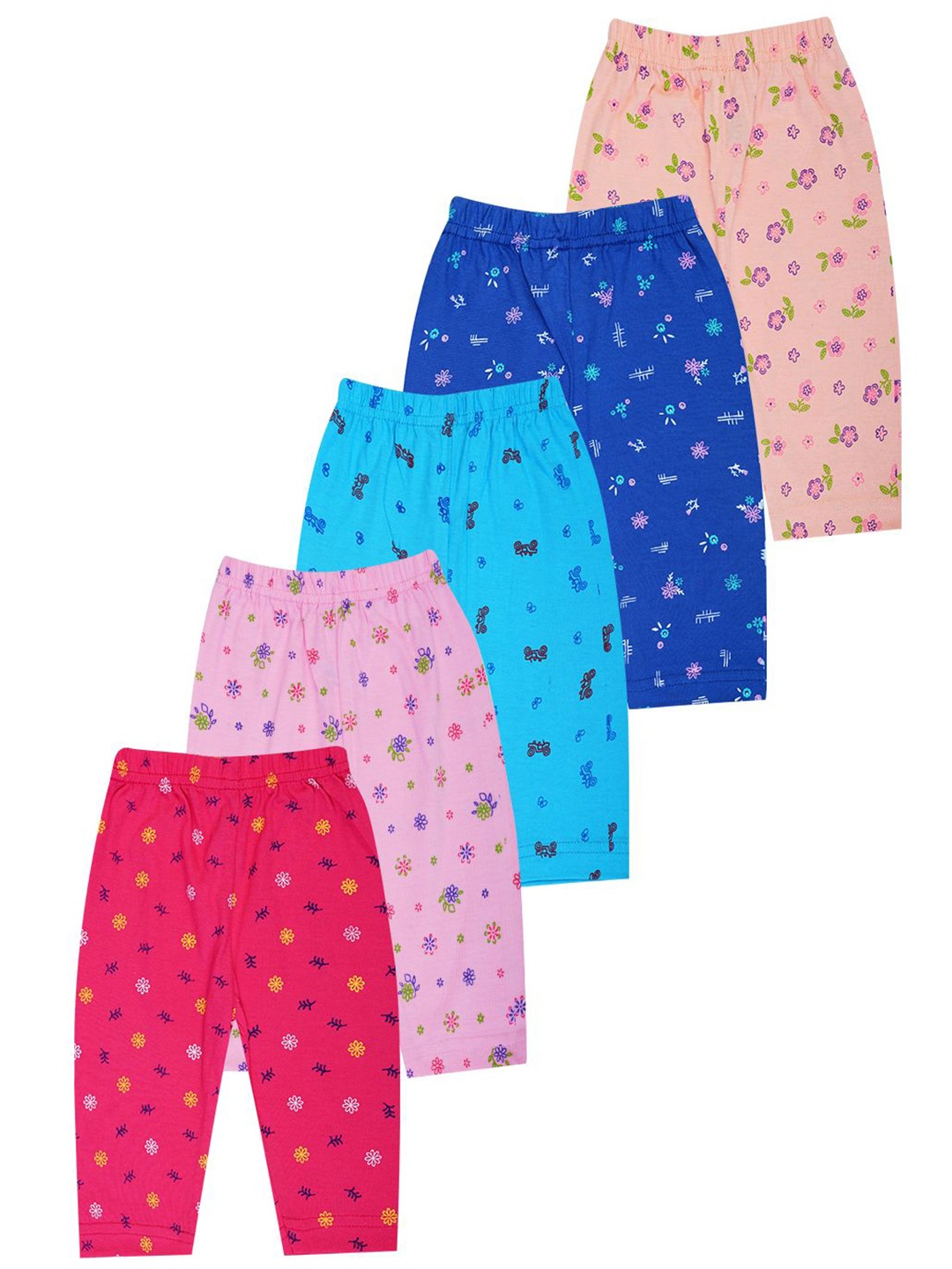 

YELLOWDELIGHT Girls Pack Of 5 Cotton Lounge Pants, Navy blue