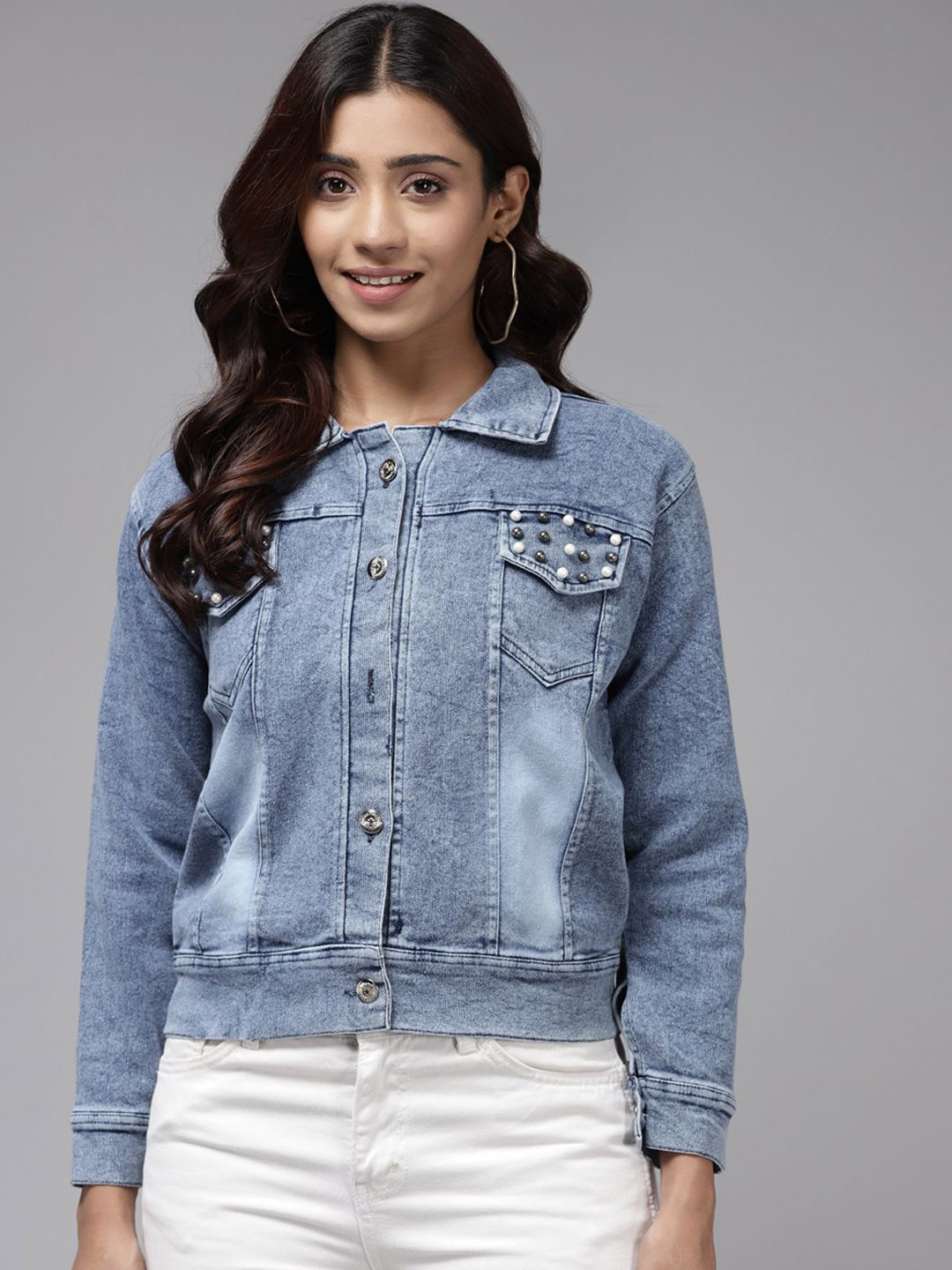 

The Roadster Lifestyle Co Cotton Spread Collar Denim Jacket, Blue