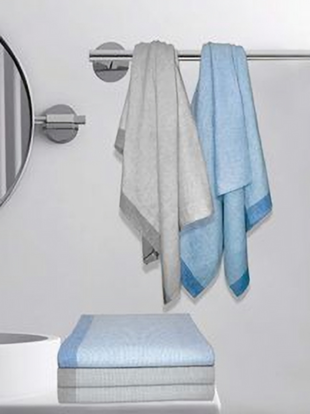 

Athom Living Blue & Grey 5 Cotton 210 GSM Bath Towel