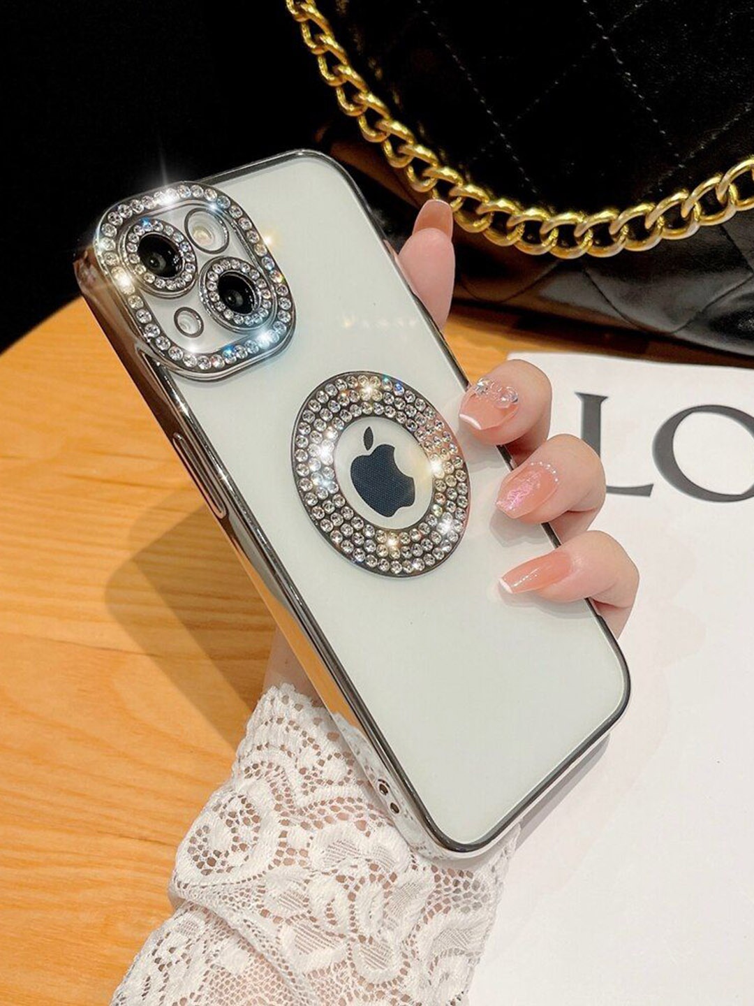 

Luxury Kase Solid Printed iPhone 15 Back Case Mobile Accessories, Silver