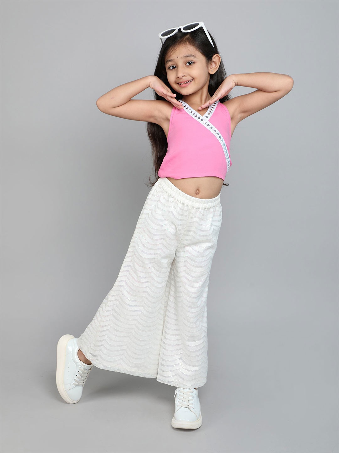 

taffykids Girls Top with Palazzos, Pink