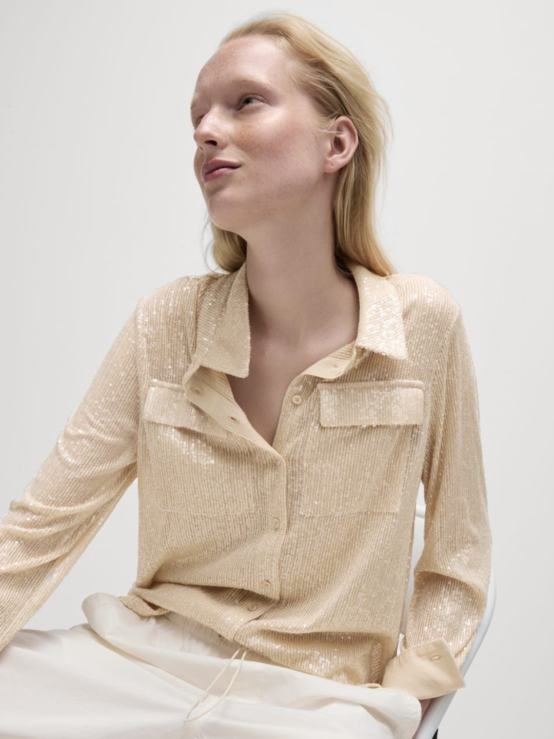 

Marks & Spencer Women Spread Collar Solid Casual Shirt, Beige