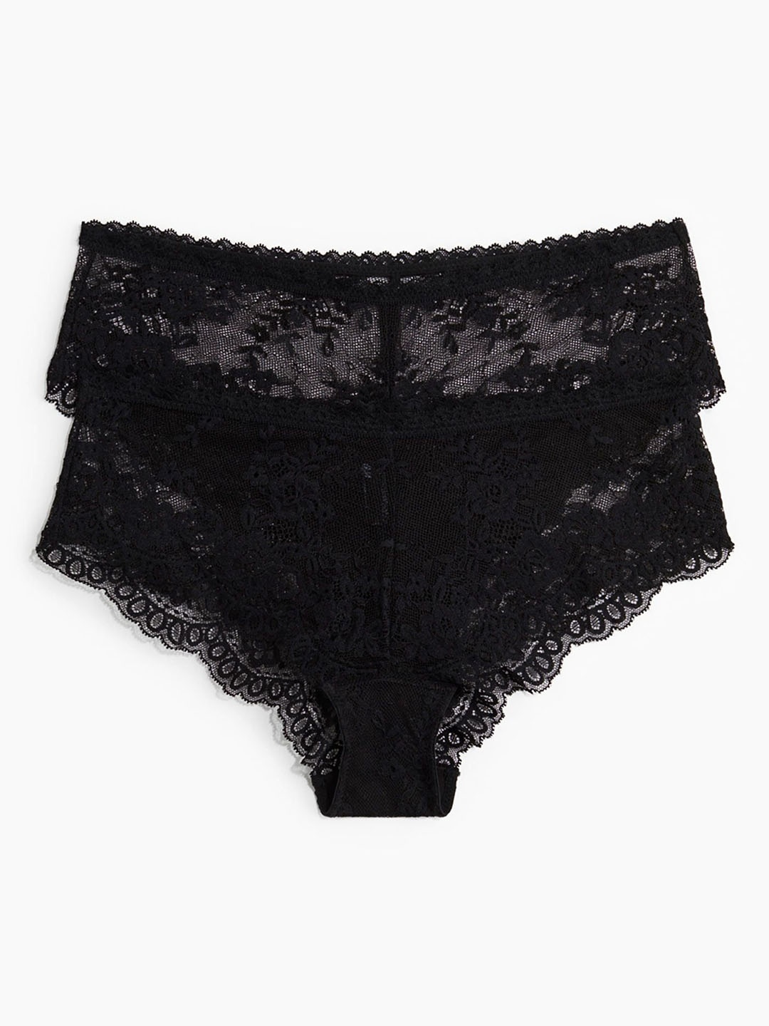 

H&M Women 2-Pack Lace Hipster Briefs, Black