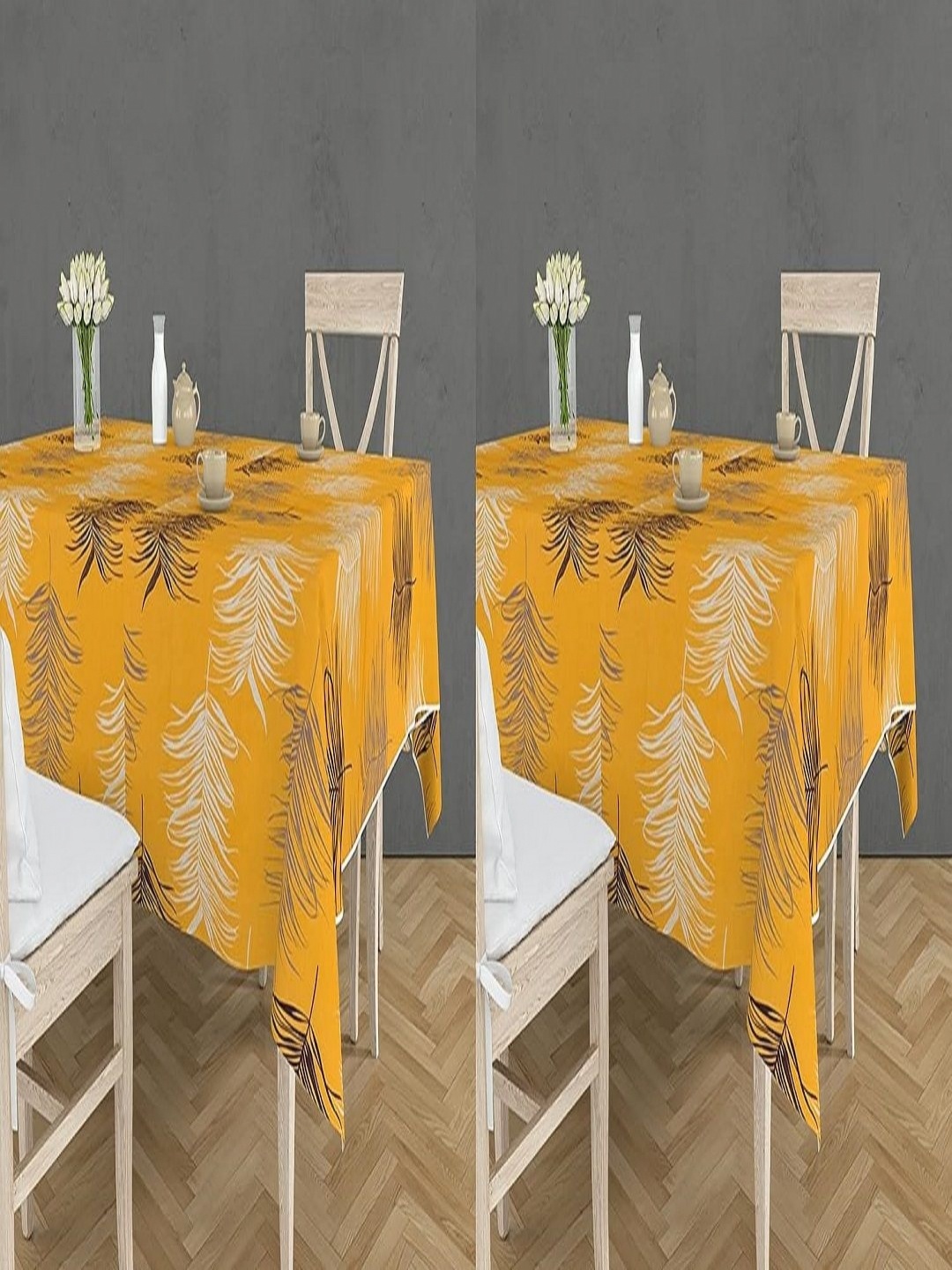 

Aura Yellow Set of 4 Floral Anti-Slip 4-Seater Table Cover