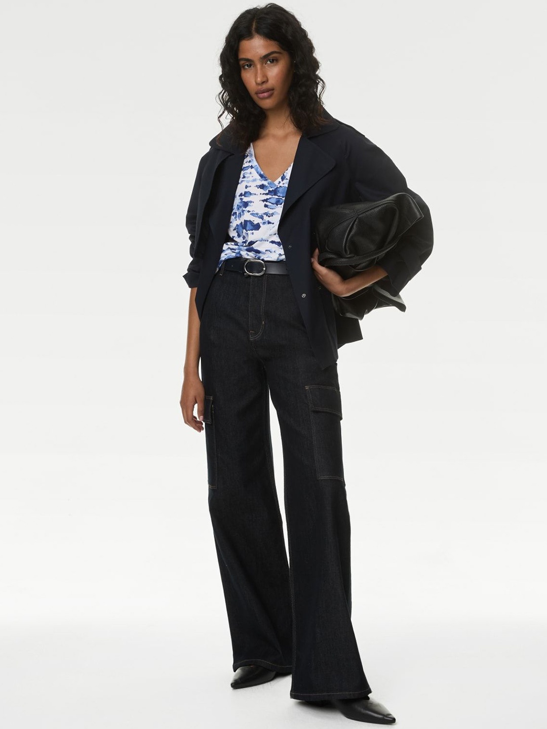 

Marks & Spencer Kimono Sleeve Cotton Top, Navy blue