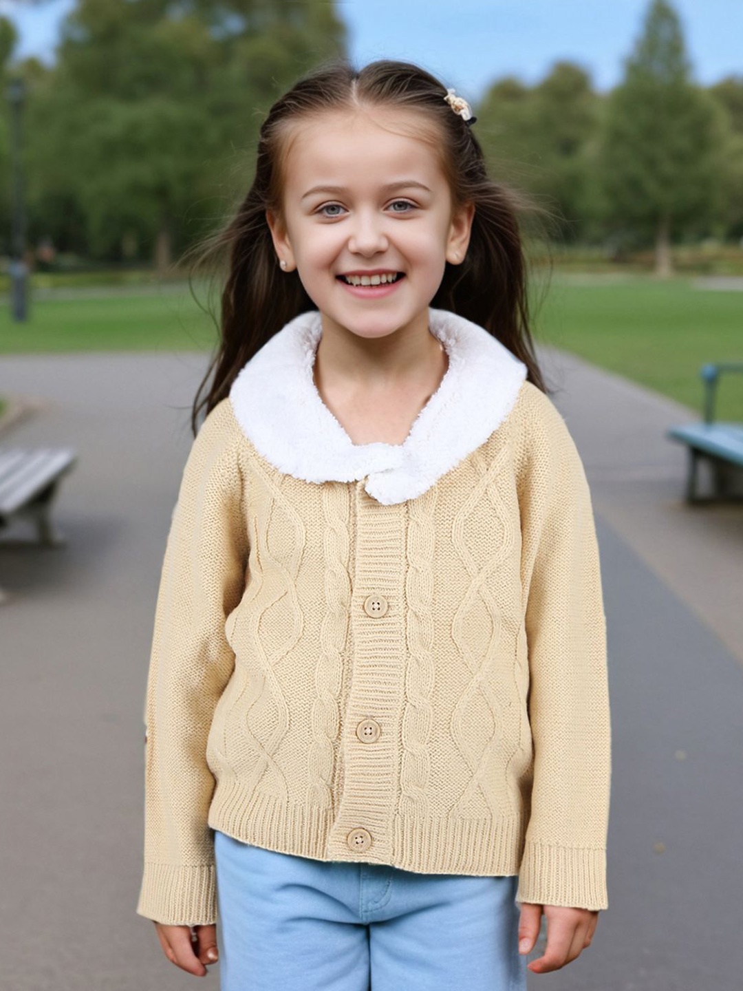 

INCLUD Girls Cardigan, Beige