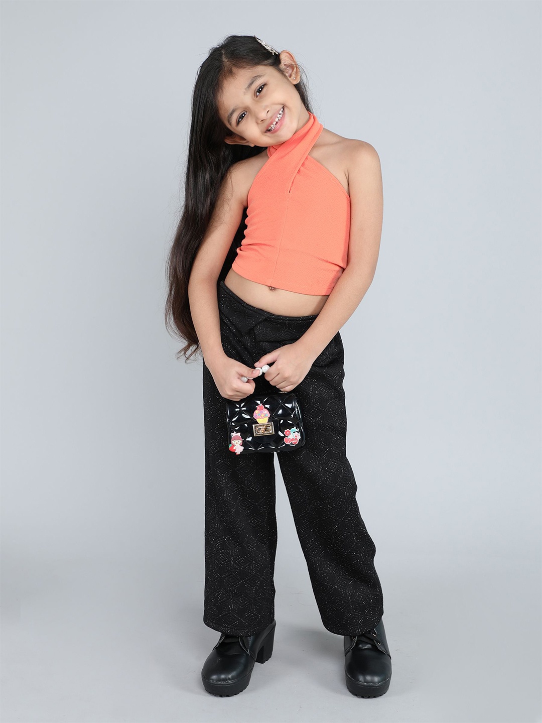 

taffykids Girls Top with Trousers, Orange