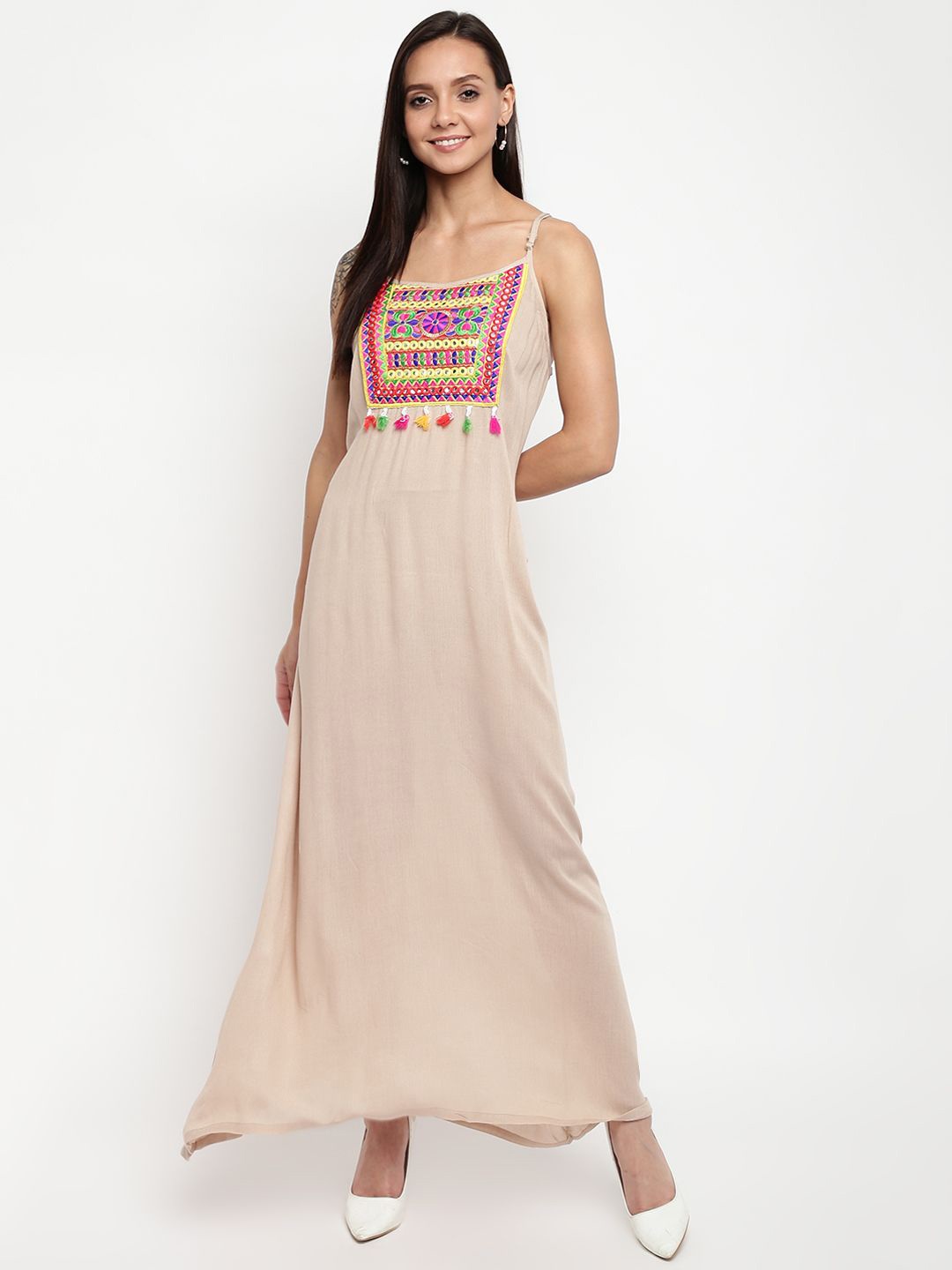 

DressBerry Embroidered Maxi Dress, Beige