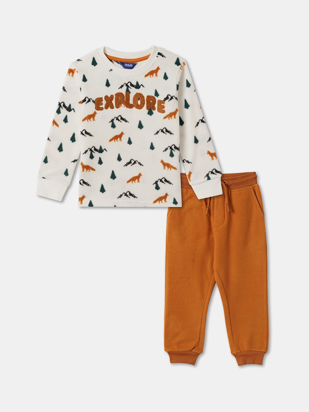 

R&b Kids Printed Long Sleeves Sweatshirt with Joggers, Orange