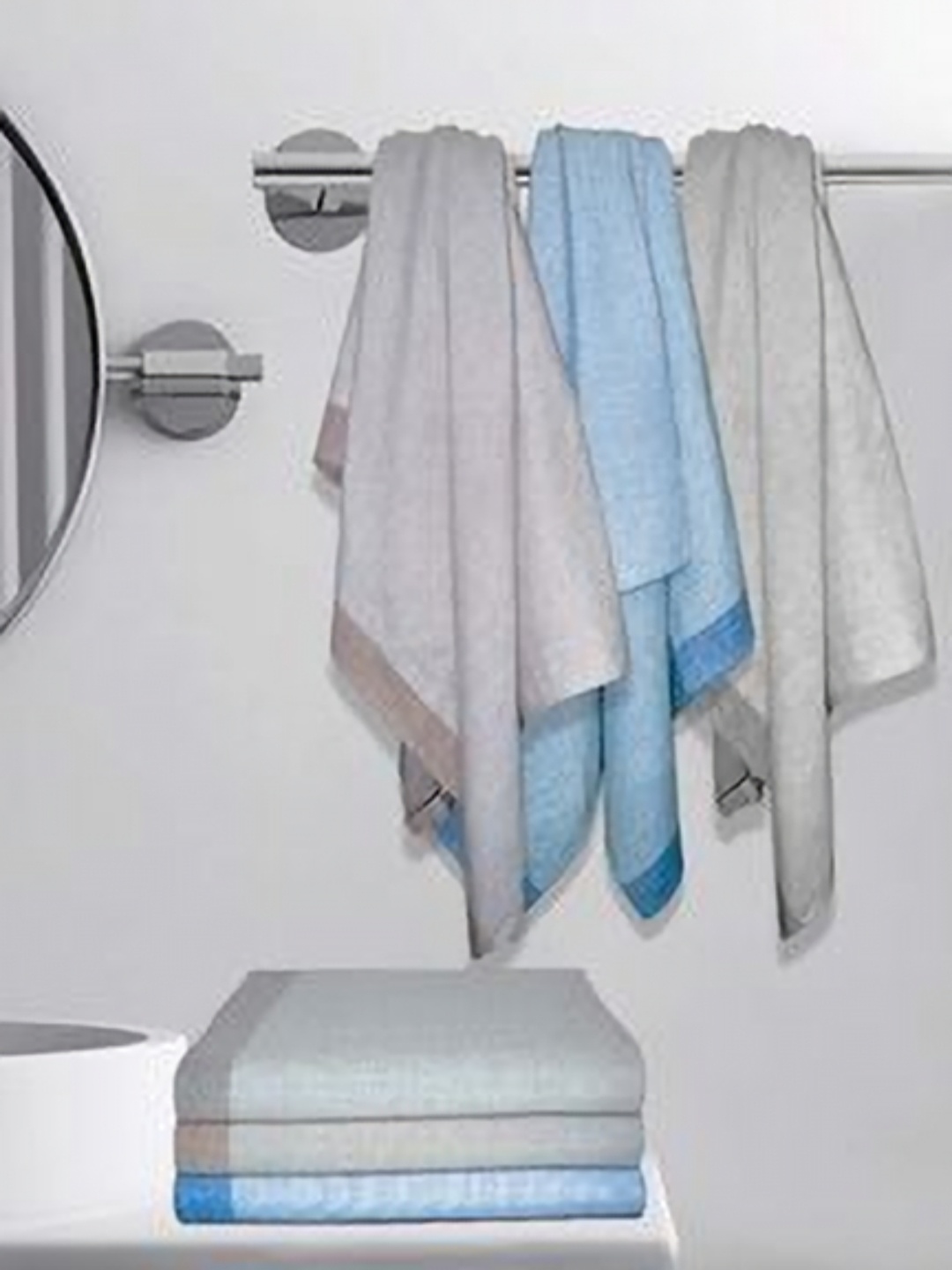 

Athom Living Blue & Brown 5 Cotton 210 GSM Bath Towel