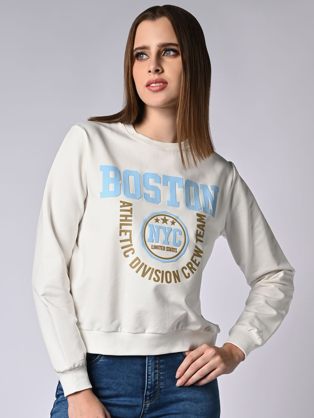 

Kraus Jeans Women Printed Sweatshirt, Off white