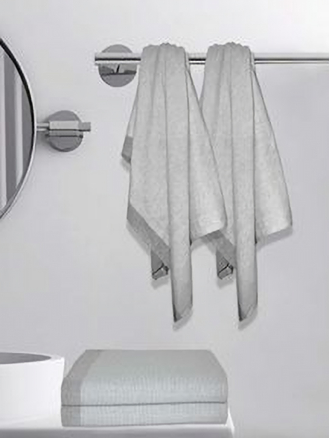 

Athom Living Grey 4 Pieces Striped Printed Cotton 210 GSM Bath Towels