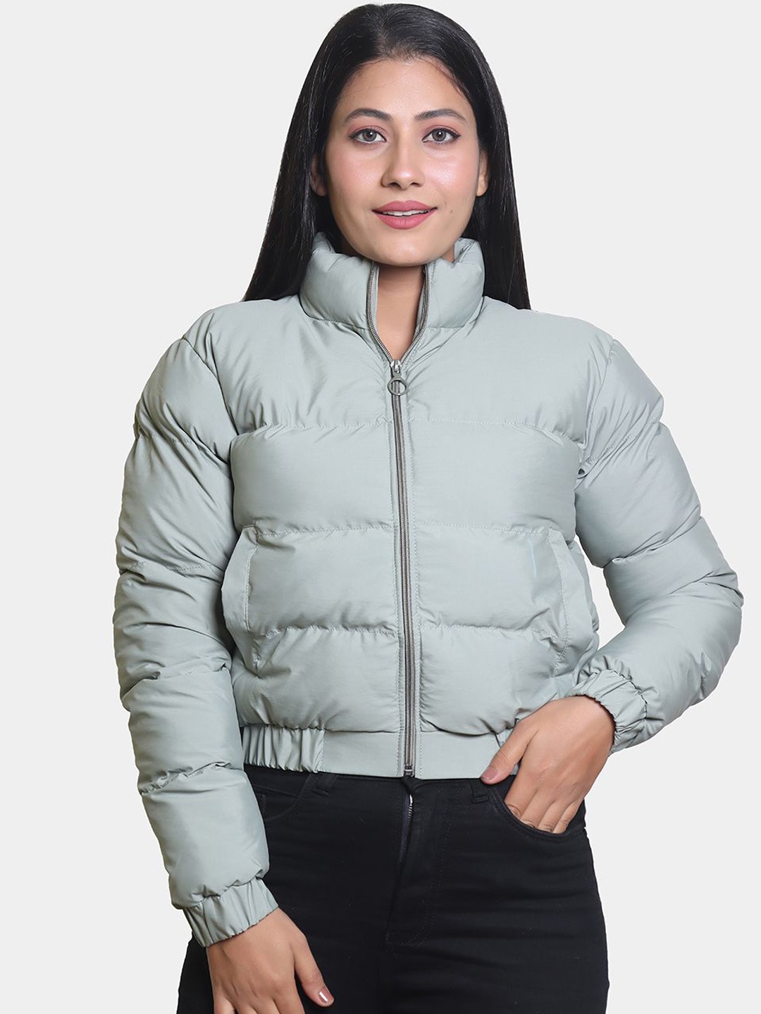 

BAESD Women Windcheater and Water Resistant Crop Puffer Jacket, Sea green