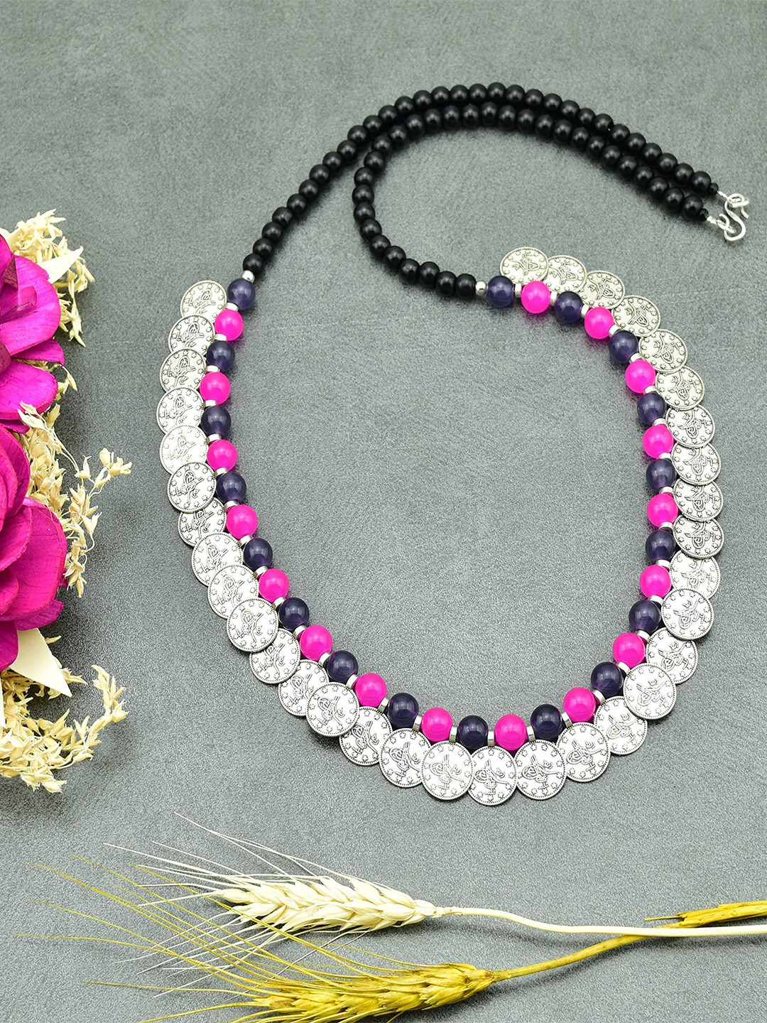 

HIGH TRENDZ Brass Handcrafted Necklace, Silver
