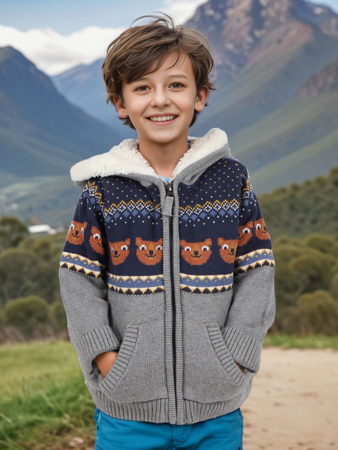

INCLUD Boys Cardigan, Grey