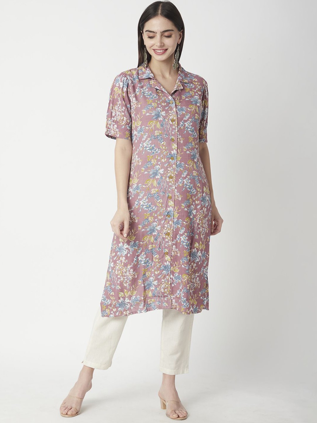 

R&B Women Floral Printed Kurta, White
