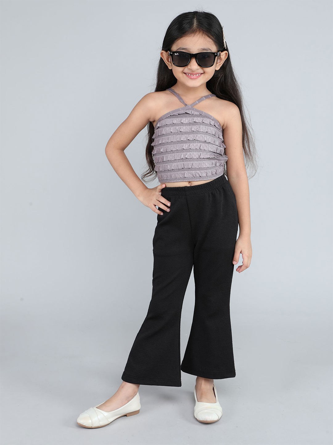 

taffykids Girls Top with Trousers, Brown