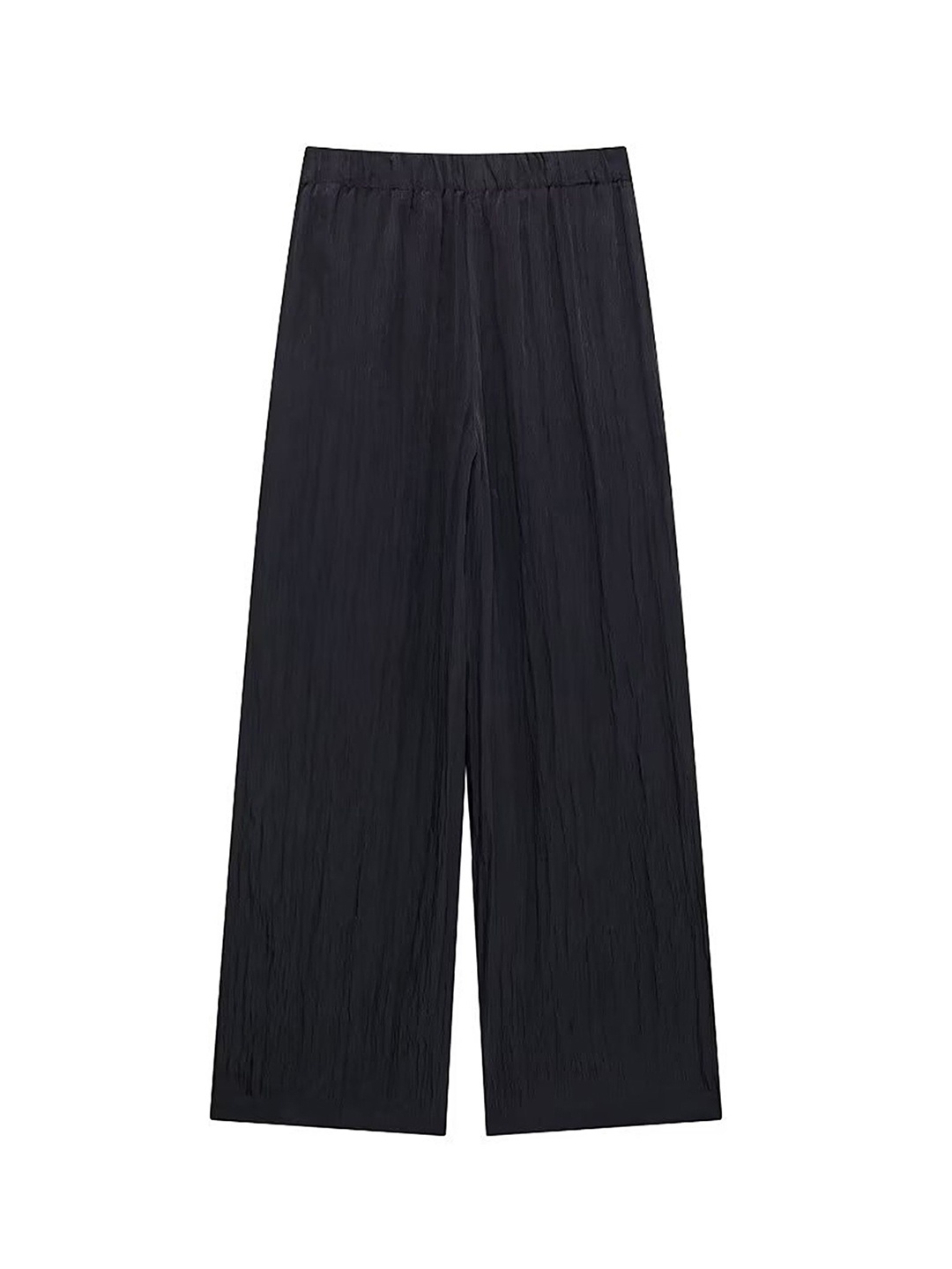 

LULU & SKY Women Loose Fit High-Rise Pleated Parallel Trousers, Black